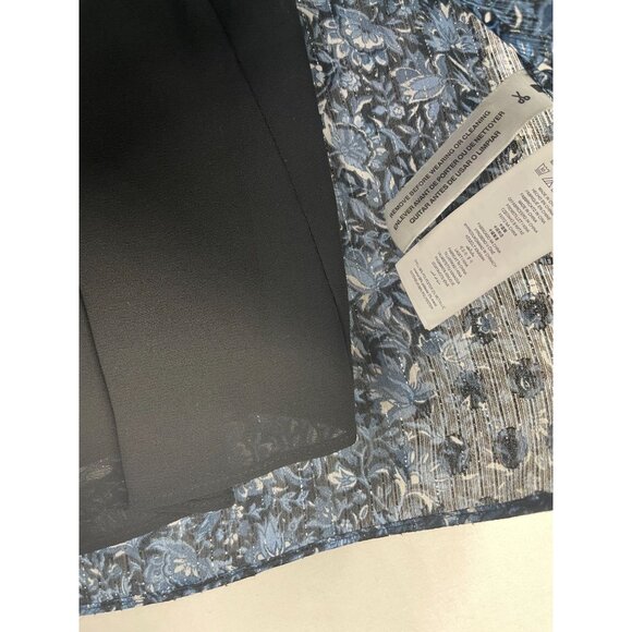 Michael Kors Floral Print Ruffle Trim Long Sleeve Shirt size XS‎ Blue - Picture 4 of 7